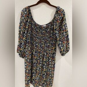 Vibrant Floral Dress with Smocked Bodice size XL
